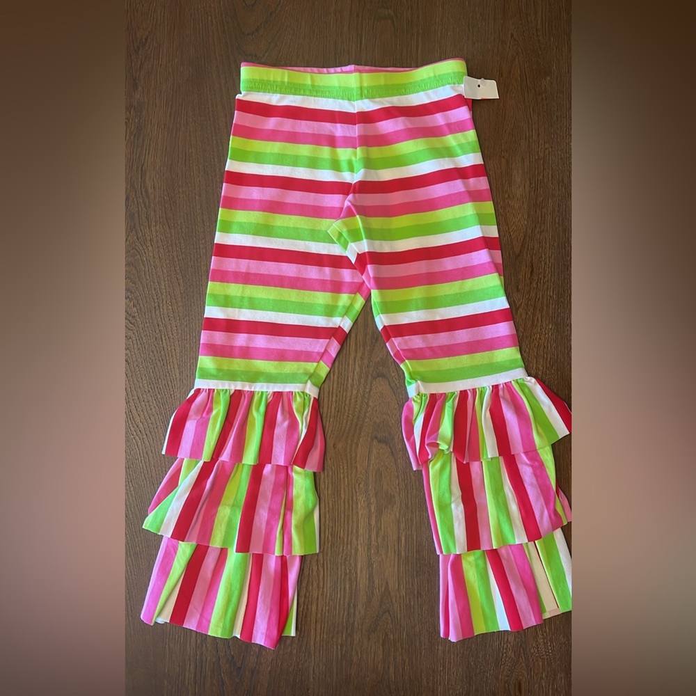 Kelly's KidsChristmas Striped Ruffle Leggings